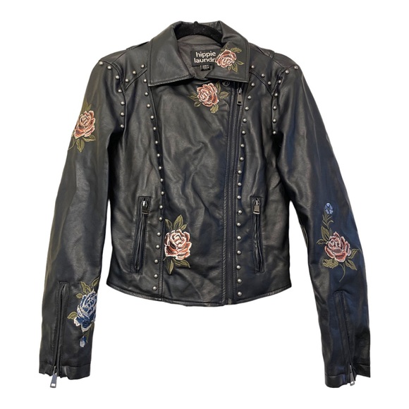 hippie laundry Jackets & Coats Hippie Laundry Leather Jacket Floral